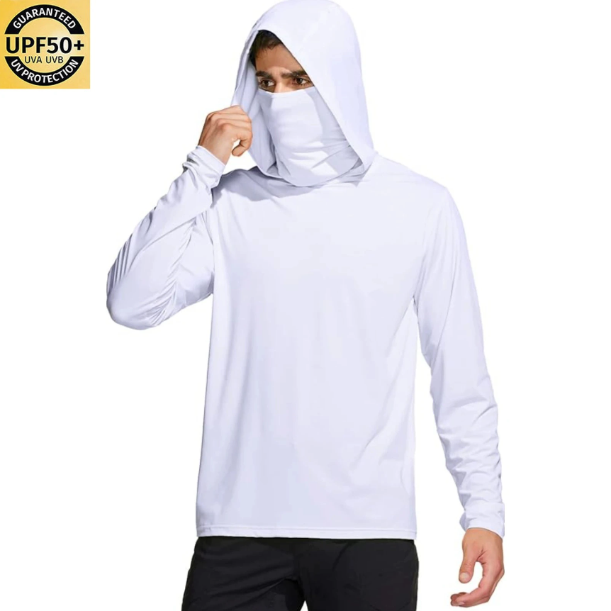 Fishing Shirt Uv Protection - Heren Effen Kleur Vissershirt met Capuchon,