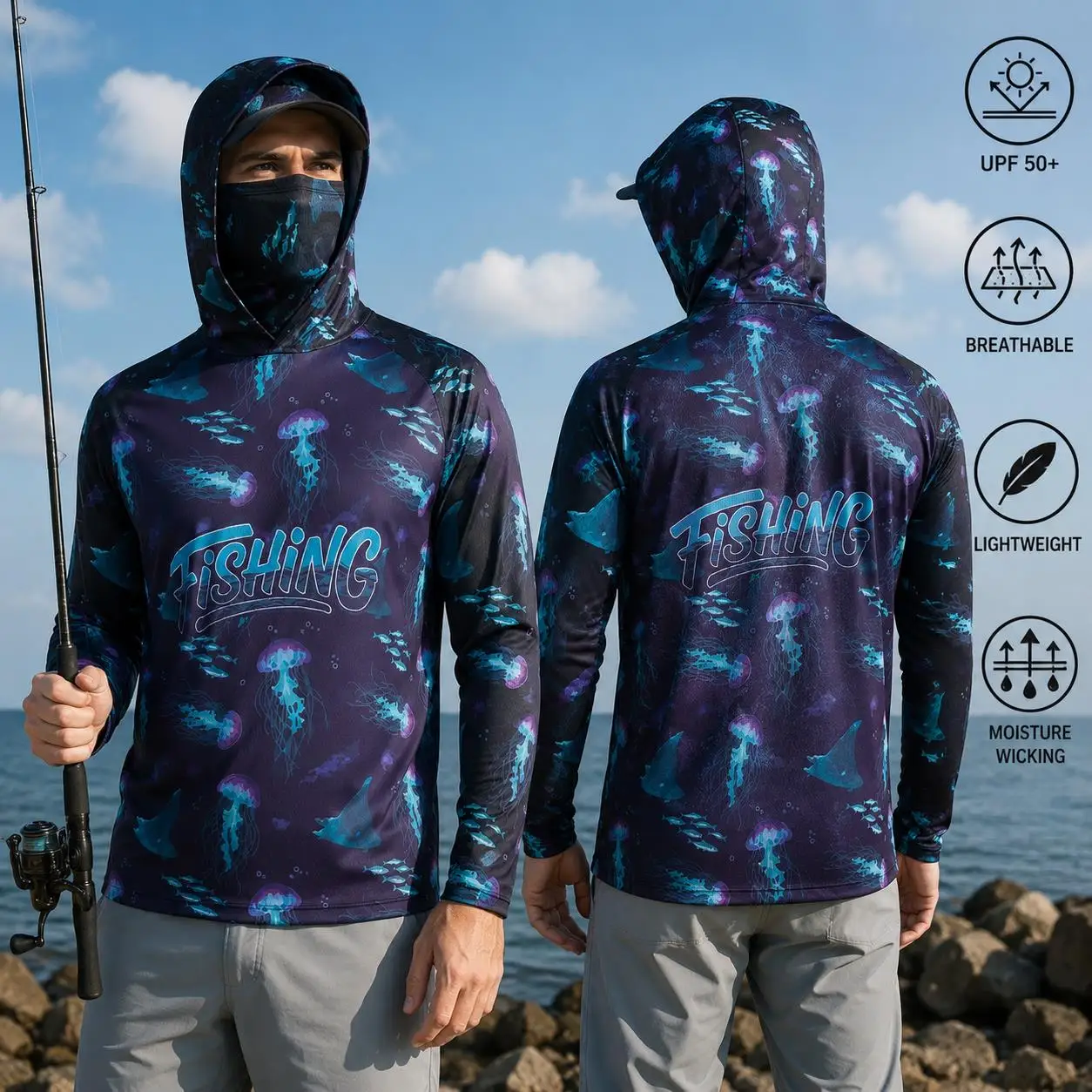 Vissersshirt met capuchon, her - Fishing Mask Sun Protection recensie en prijs